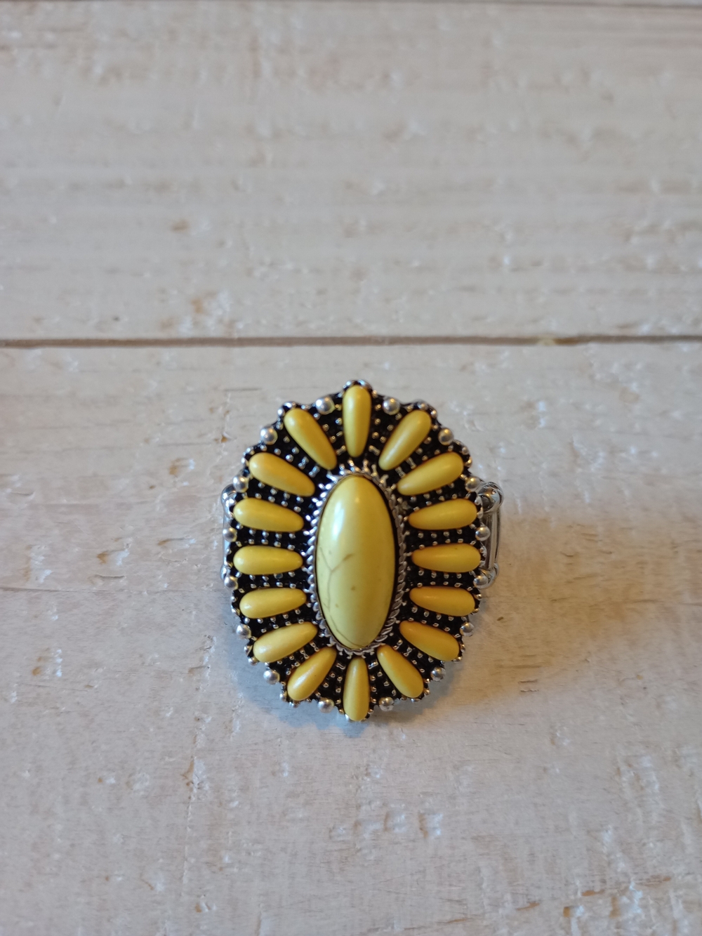 paparazzi Yellow Sunburst Statement Ring